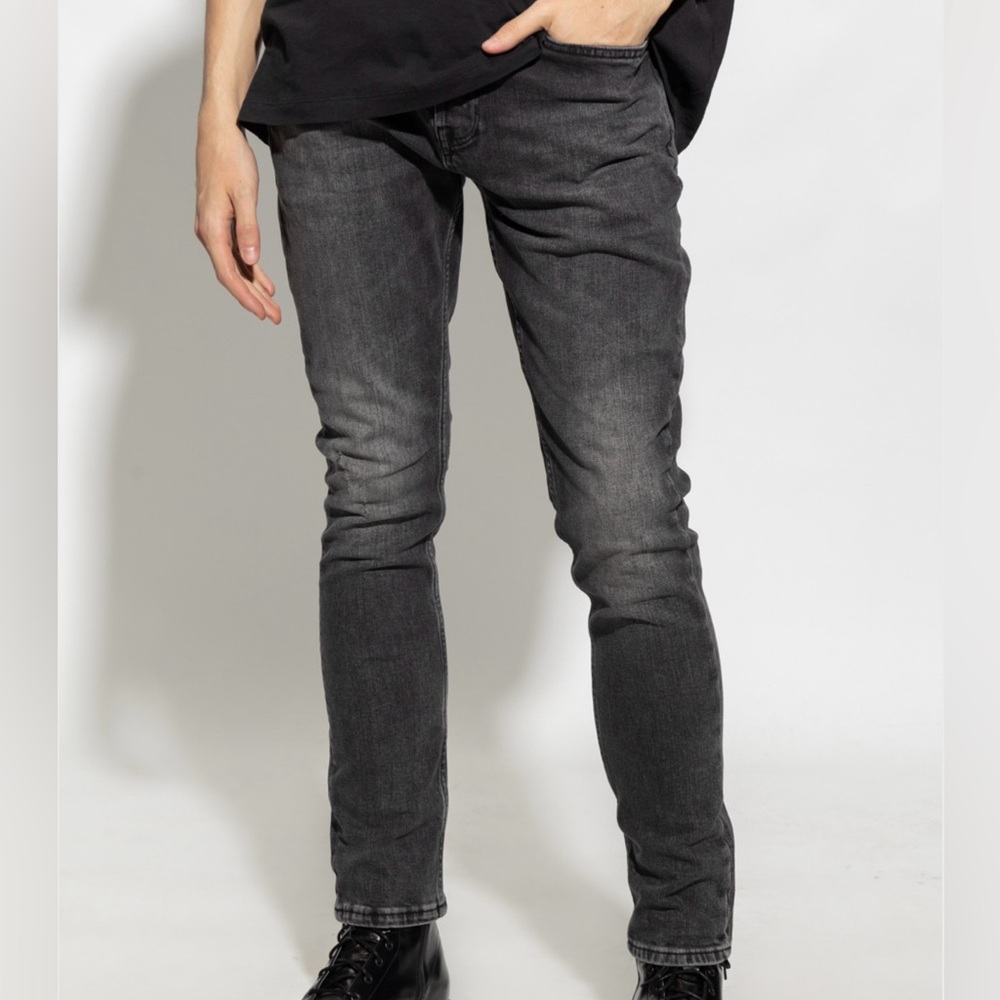 All Saints Mens Cigarette Slim Fit Charcoal Wash Skinny Jean W36